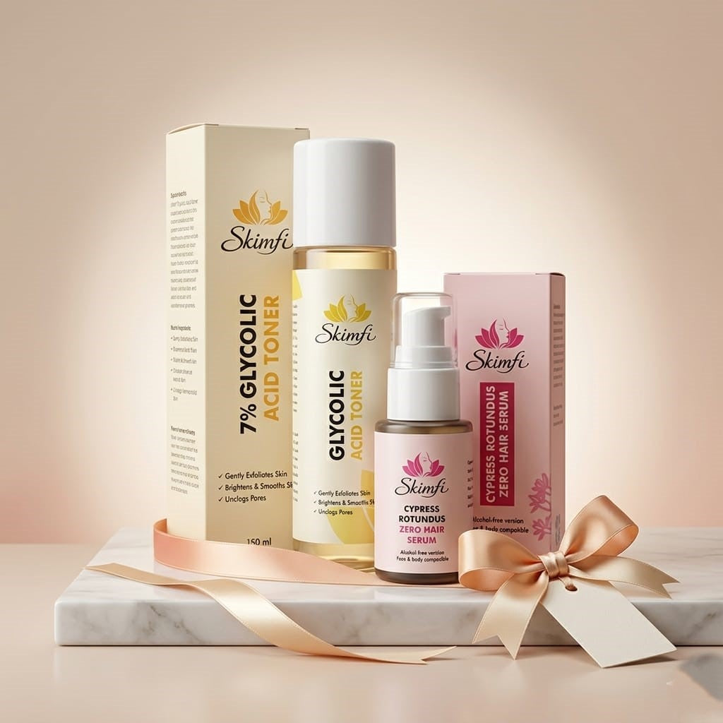 Skimfi Glow & Smooth Set | 7% Glycolic Toner + Zero Hair Serum | Brightening Duo