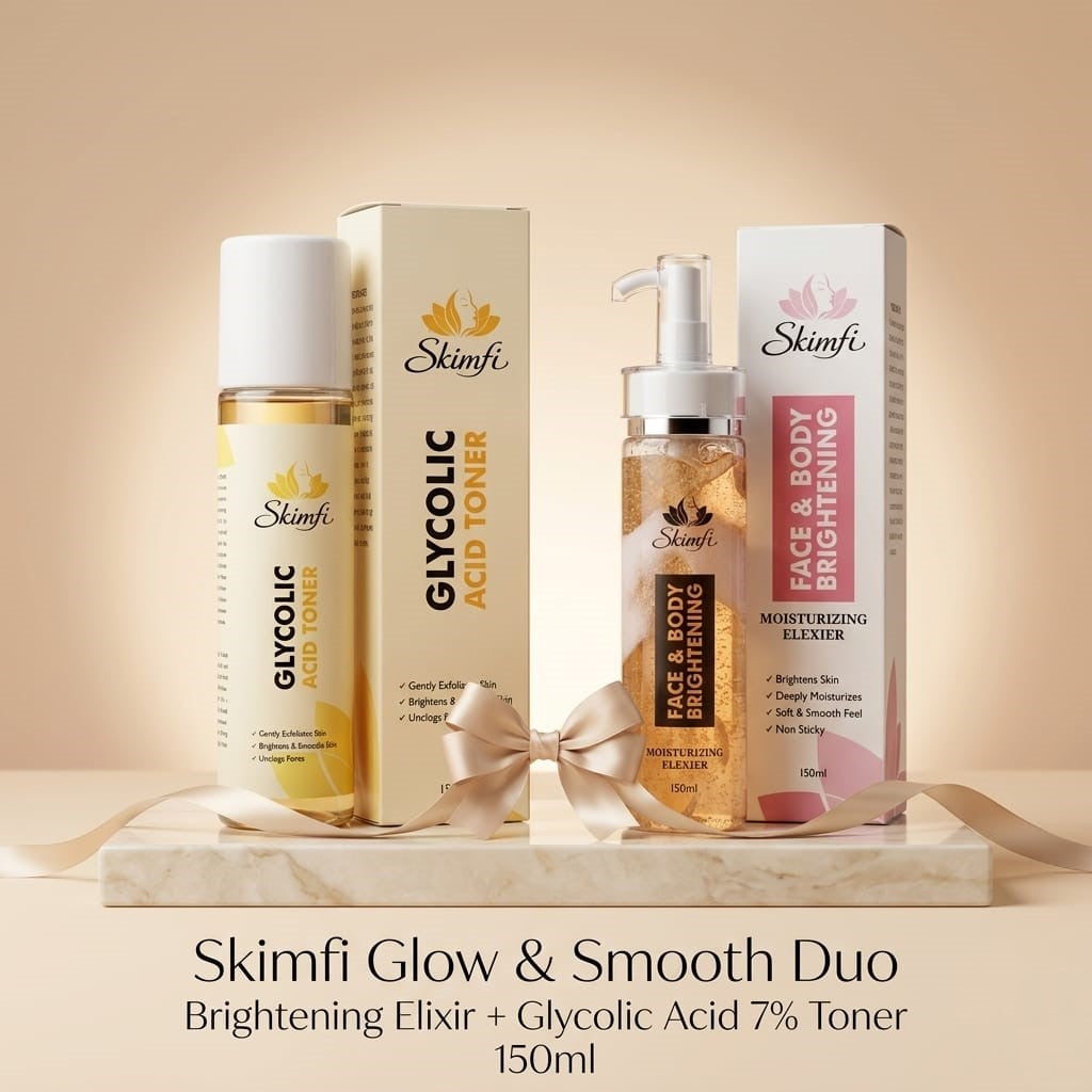 Skimfi Glow & Smooth Duo: Brightening Elixir + Glycolic Acid 7% Toner | 150ml
